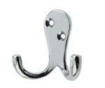 Polished Chrome 60mm x 70mm Double Robe or Coat Hook (JV62PC)